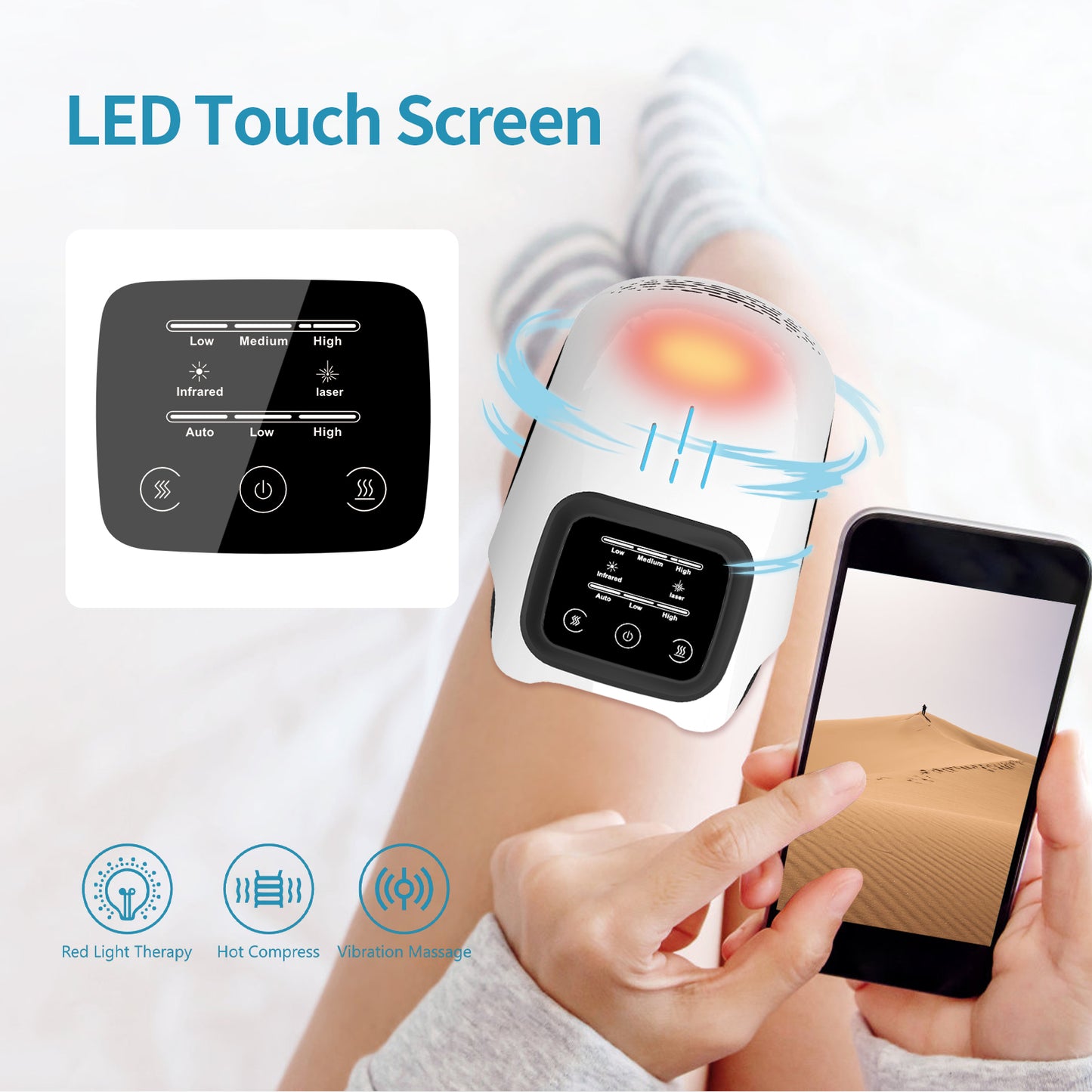 Intelligent Knee Massager. It Features Three Heating Settings, an LED Touch Display, And Makes a Perfect Present for Older Adults, Seniors, And Parents.